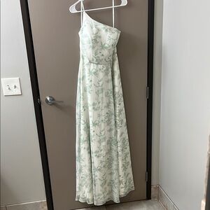 Green Asymmetrical Ruffled One-Shoulder Sundress